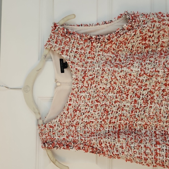 Ann Taylor Red/Black/White Fringe Tweed Dress Size 6 - Picture 3 of 5